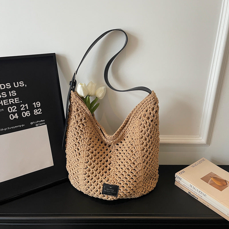 Women's Loose Large Capacity Summer Hollow Woven Tote Bags