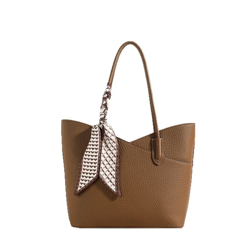 Women's Retro Simple Elegant Silk Scarf Shopping Bucket Bags