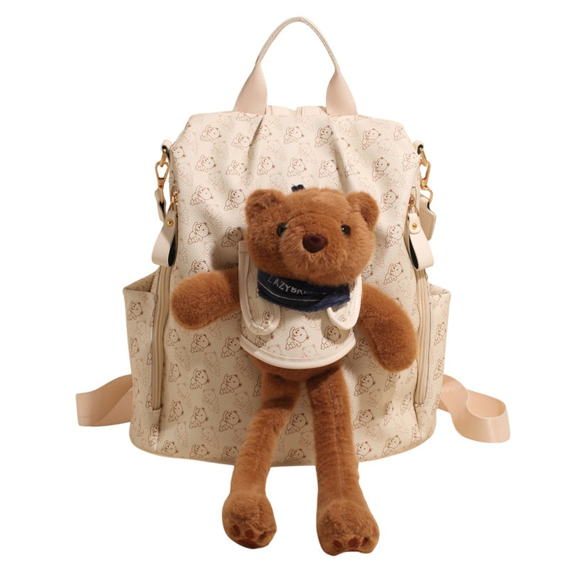 Women's Cute Bear College Style Large Capacity Simple Lightweight Bags