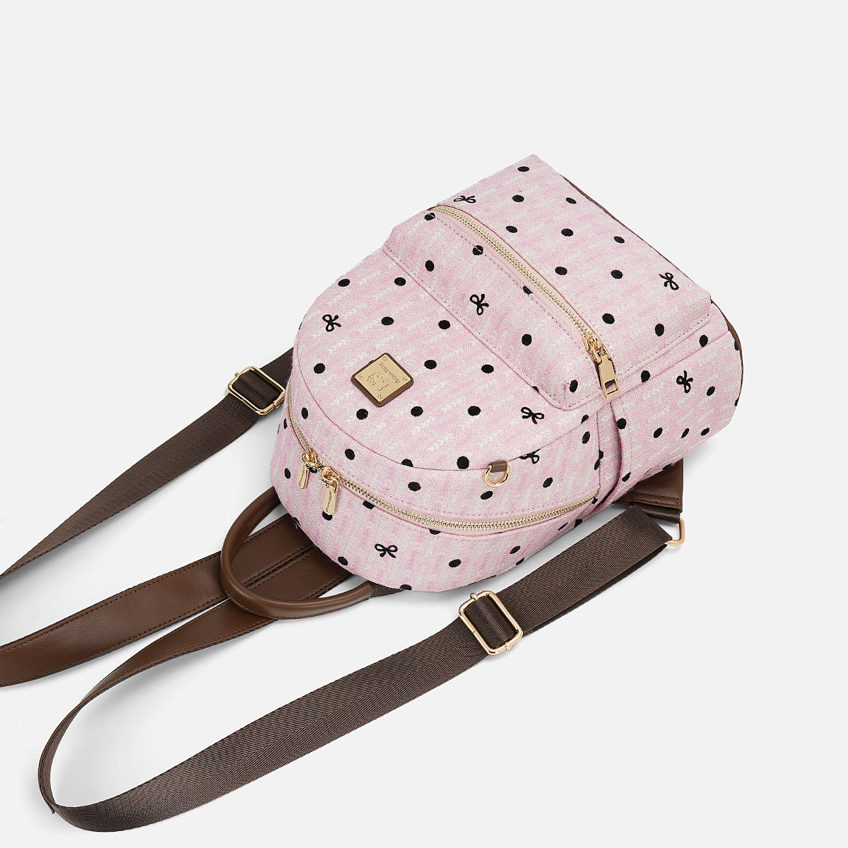 Live Direct Hair Trendy Fashion Pink With Dots Leisure Backpack