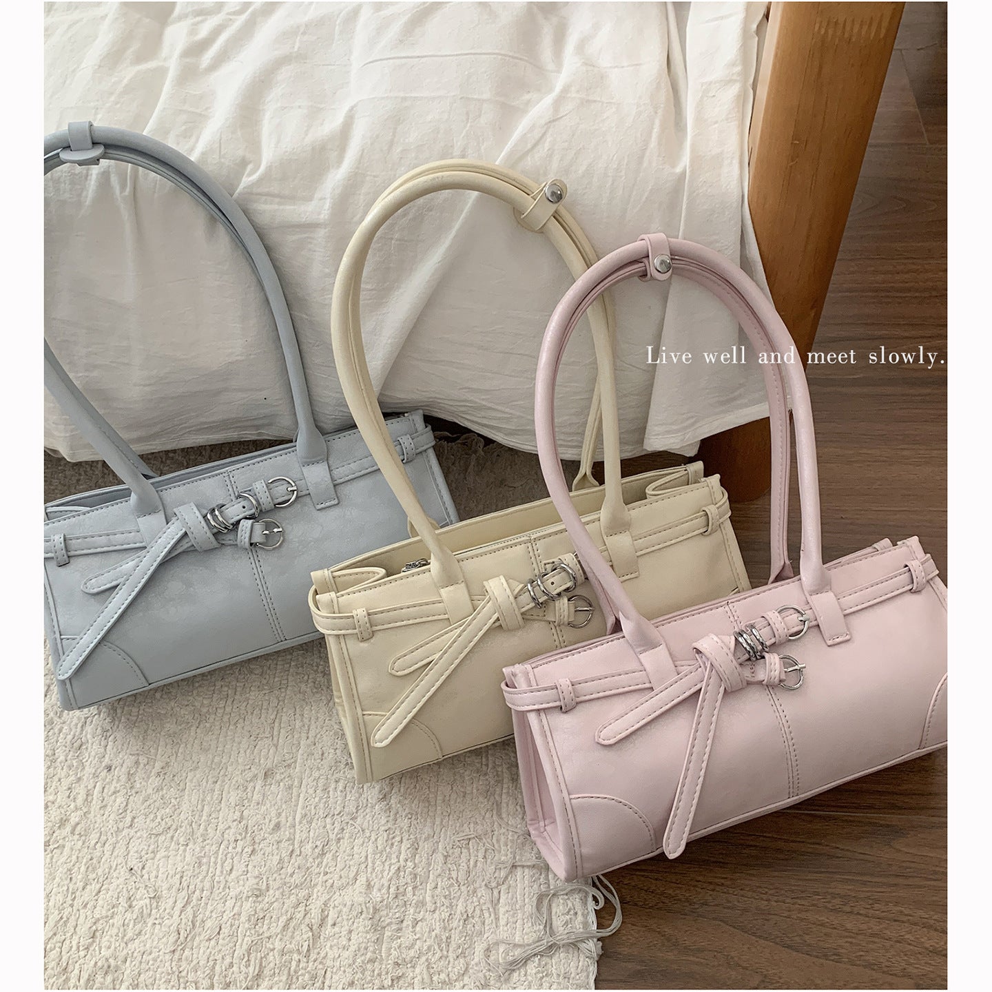 Women's Korean Style Niche Pink Portable Spring Fashion Commuter Underarm Bag