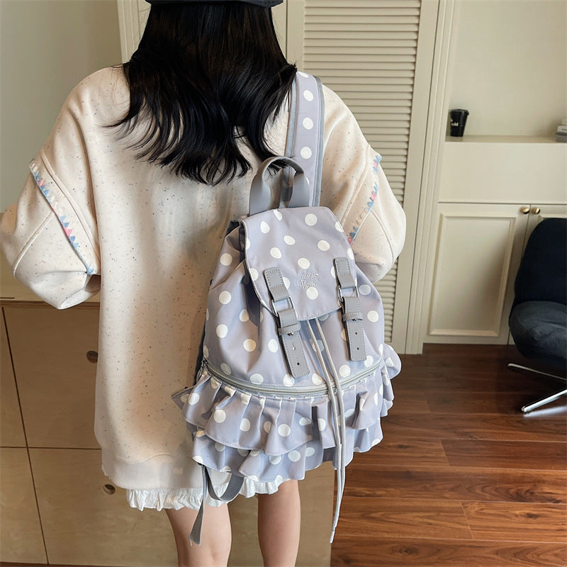 Style Niche Dots Stripes Versatile Large Leisure Backpack