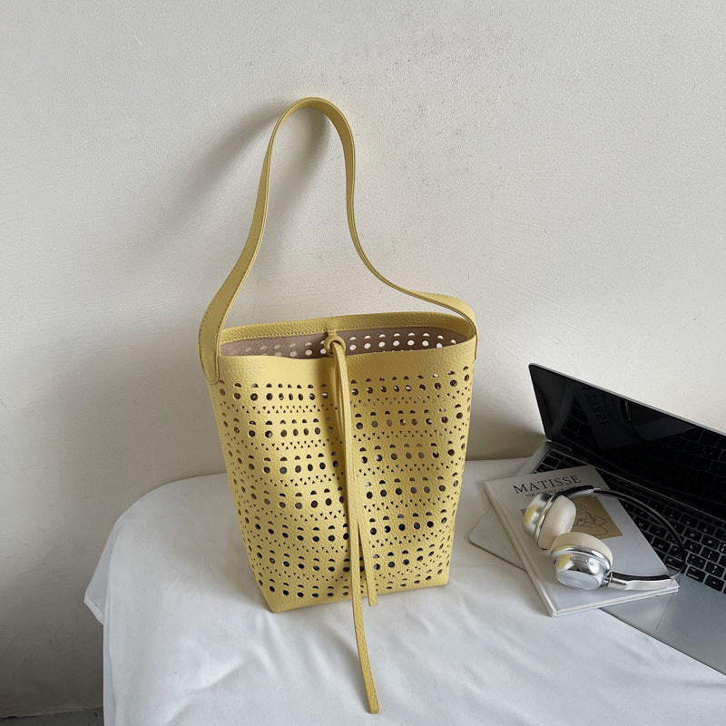 Women's Summer Mori Cute Niche Hollow Design Bucket Bag
