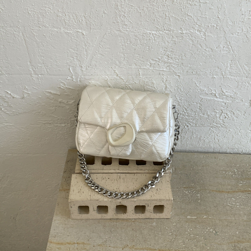 Women's Spring Simple Fashion Embroidery Line Chain Good-looking Small Square Bags