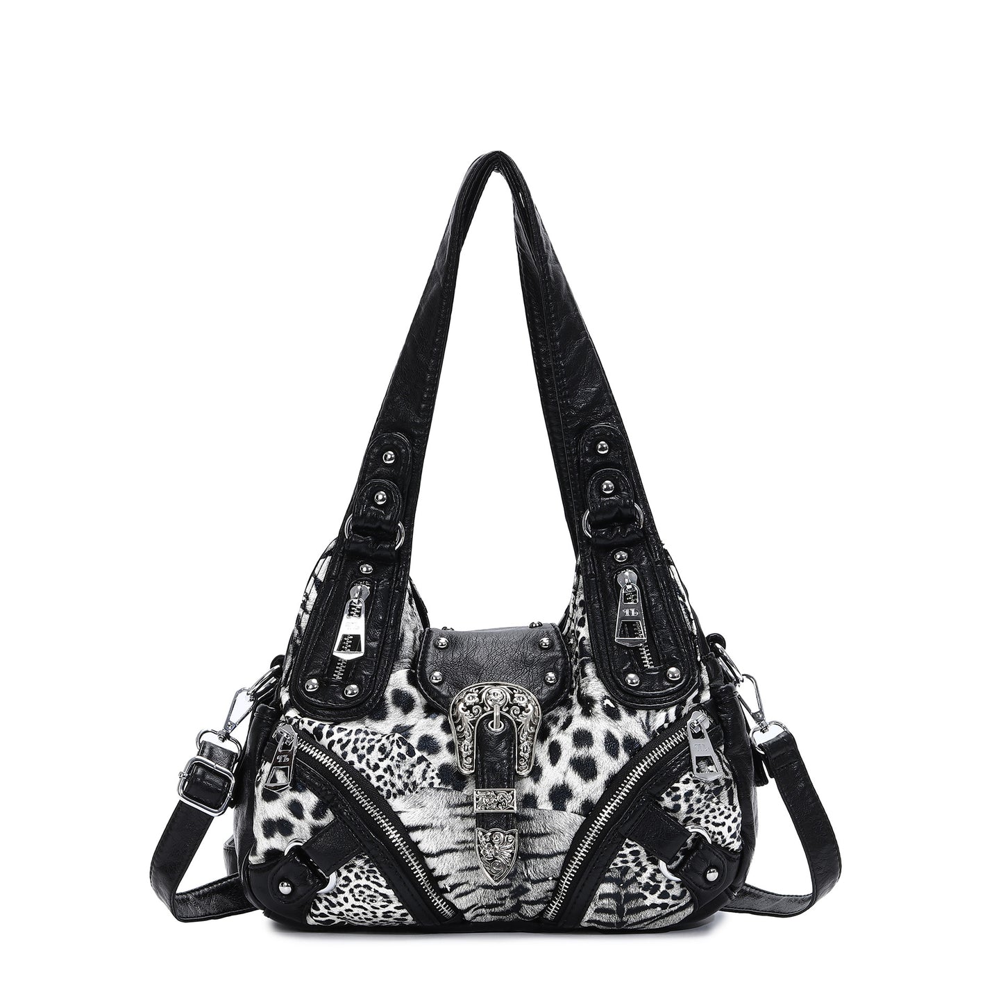 Women's Retro Fashion Personalized Stitching Leopard Print Tote Bag