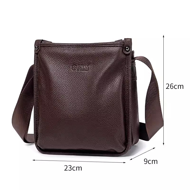 Men's First Layer Cowhide Business Genuine Leather Premium Mobile Men's Messenger Bag