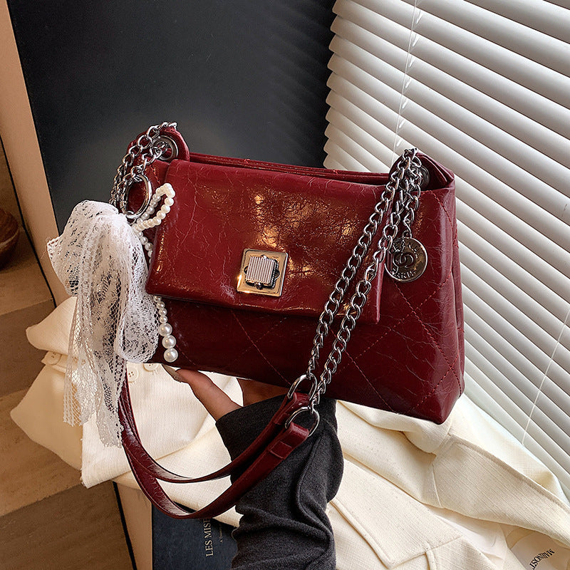 Women's Style Diamond Pattern Chain Summer Plaid Twist Leisure Women's Messenger Bag