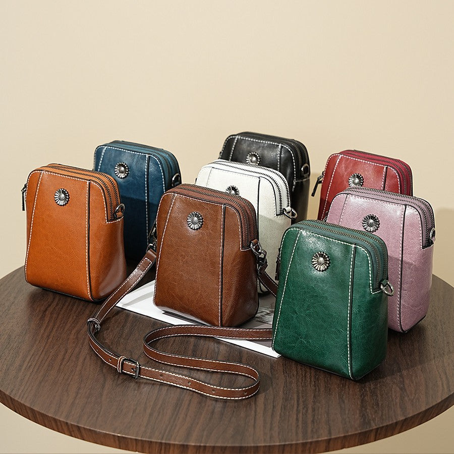 Women's Genuine Leather Fashion Niche Commuter Zipper Bags