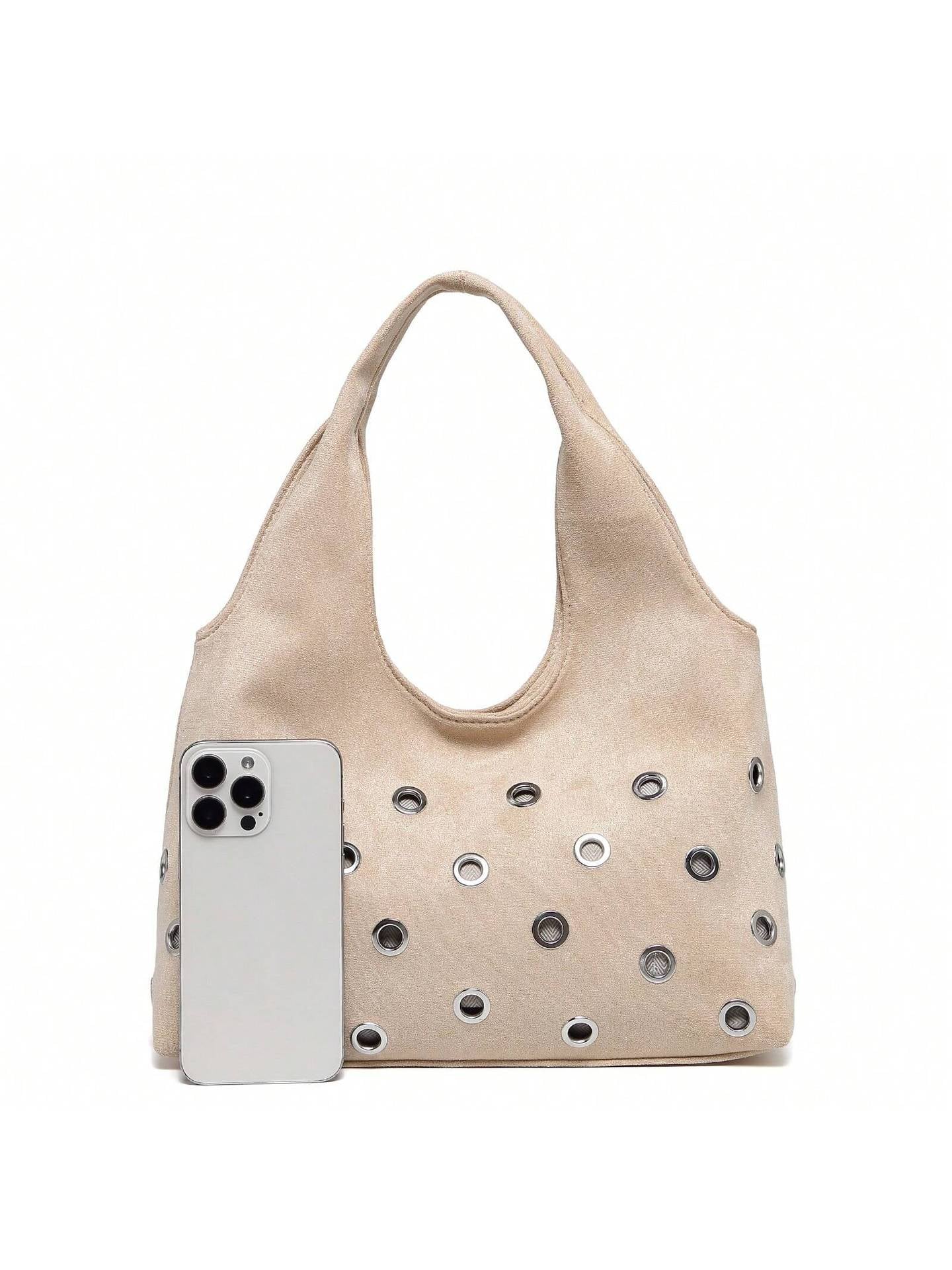 Large Capacity Underarm Portable Eyelet Rivets Women's Shoulder Bag