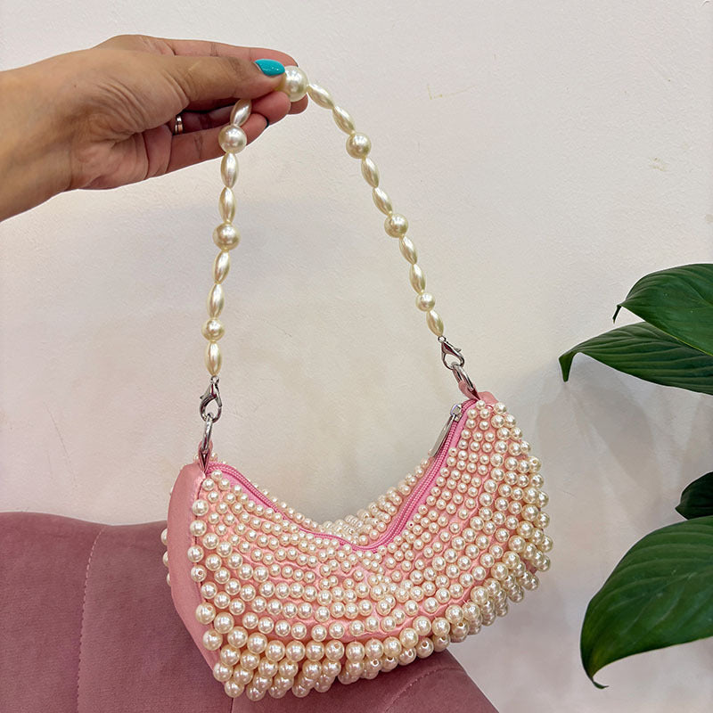 Women's Fashion High Sense Korean Woven Pearl Gentle Temperamental Underarm Bag