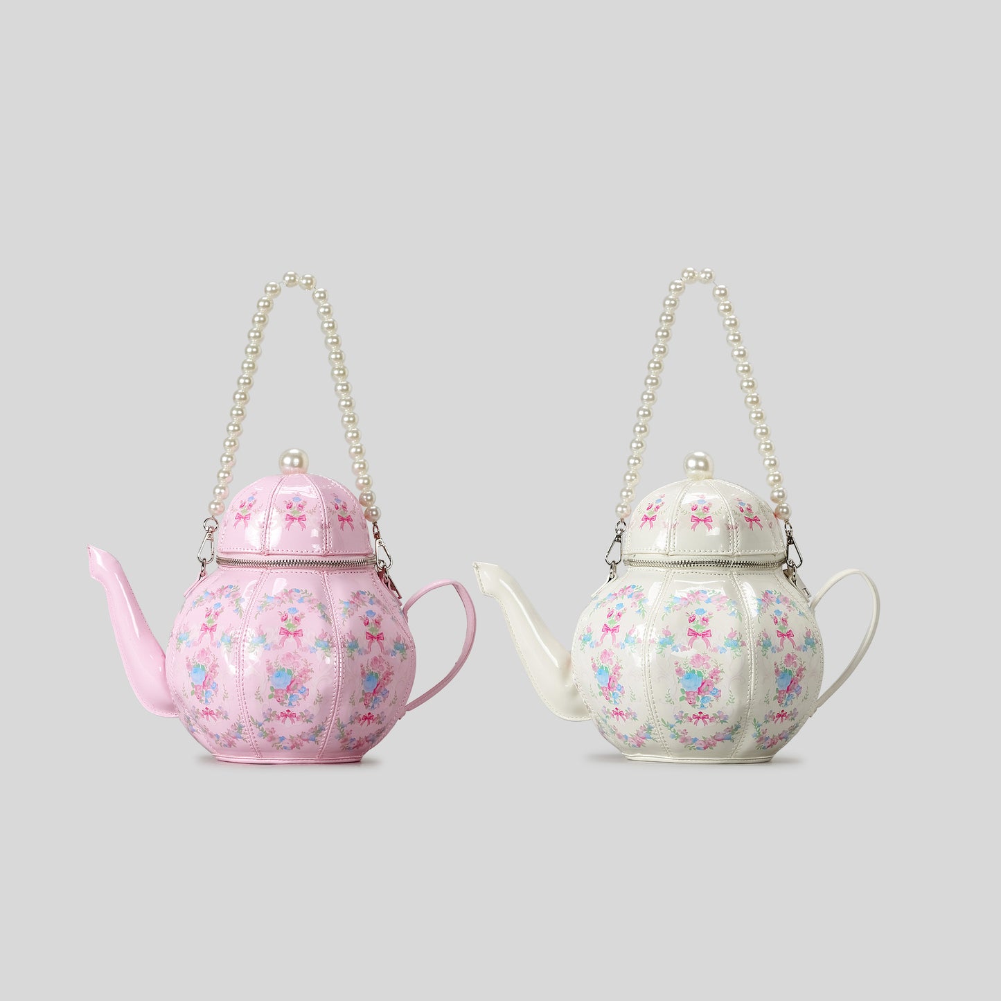 Sweet Retro Lolita Pearl Chain Printed Teapot Women's Shoulder Bag