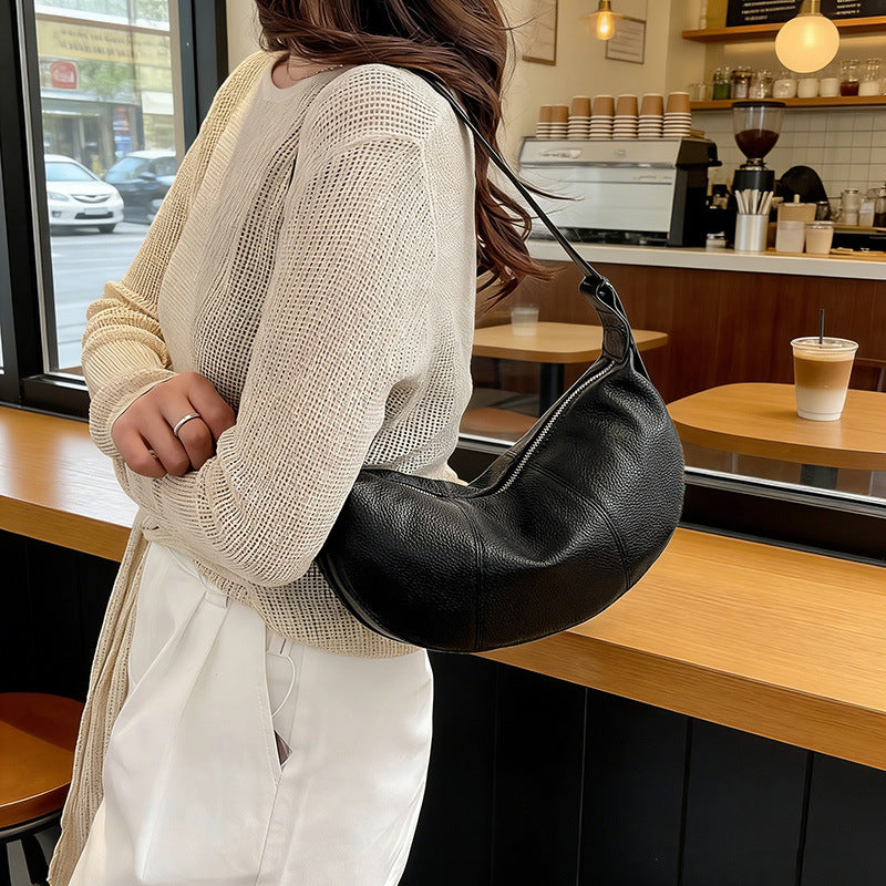 Women's Leather Croissant Selenodont Niche High Sense Underarm Bag