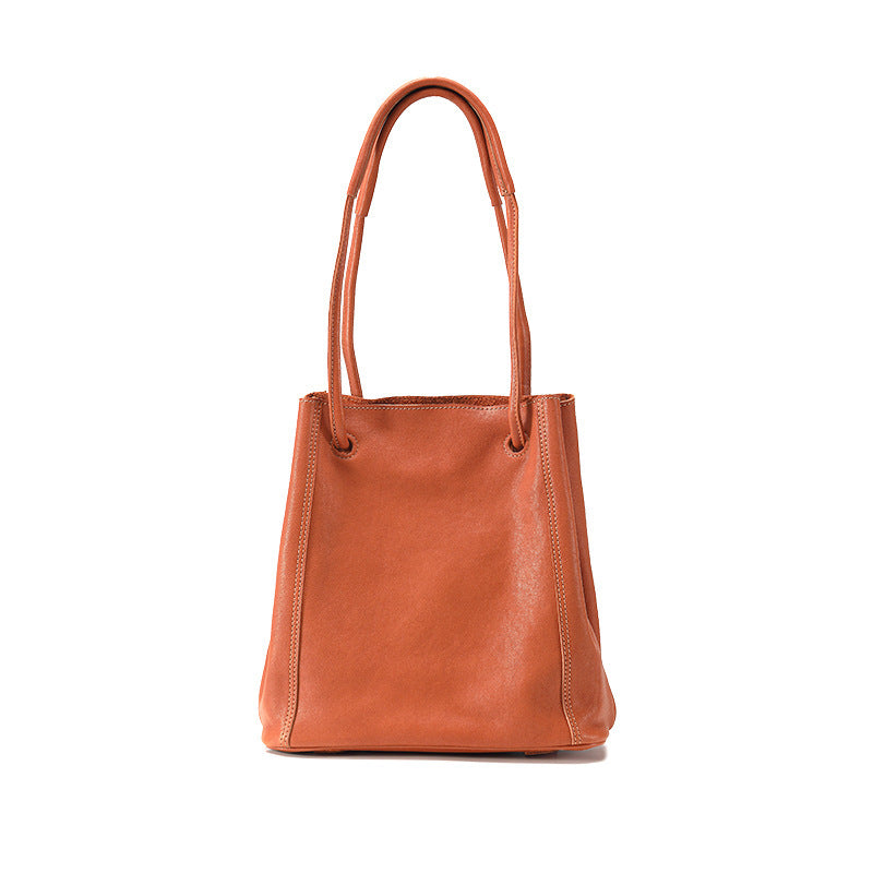 Women's Commuter Large Capacity Totes Genuine Retro Bucket Bag