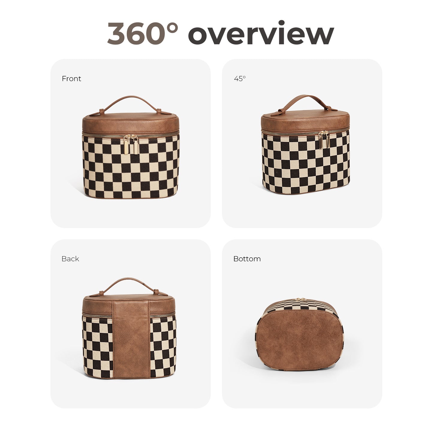 Women's Chessboard Grid Light Luxury Portable Toiletry Storage Bags