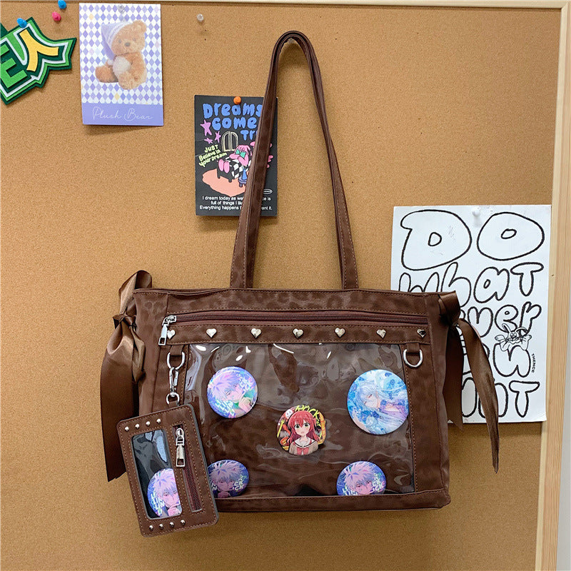 Fashionable Two-dimensional Transparent Cartoon Elegant Advanced Women's Shoulder Bag