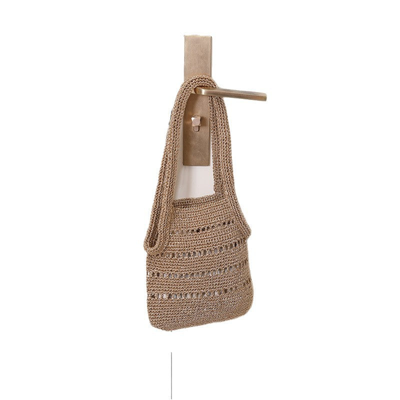 Straw Metallic Yarn Portable Hollow Woven Seaside Bags