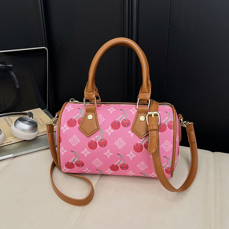 Women's Cute Cherry Print Boston Pillow Fashion Bags