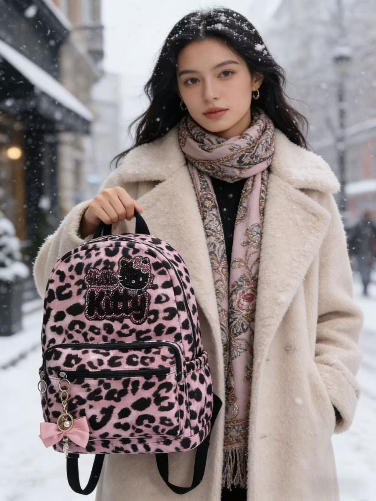 Women's Cute Leopard Print Retro Commuter Large Women's Backpack