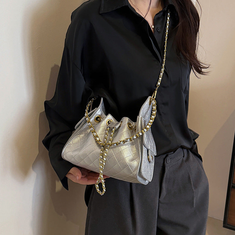 Daily Feeling Rhombus Drawstring Female Classic Bucket Bag