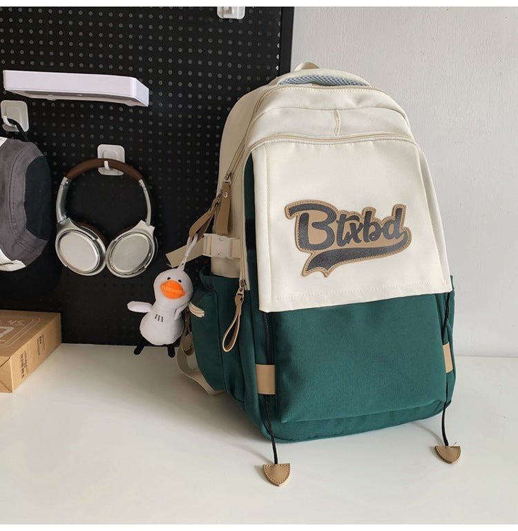 Women's Street Trend Junior's Contrast Color Campus Backpacks
