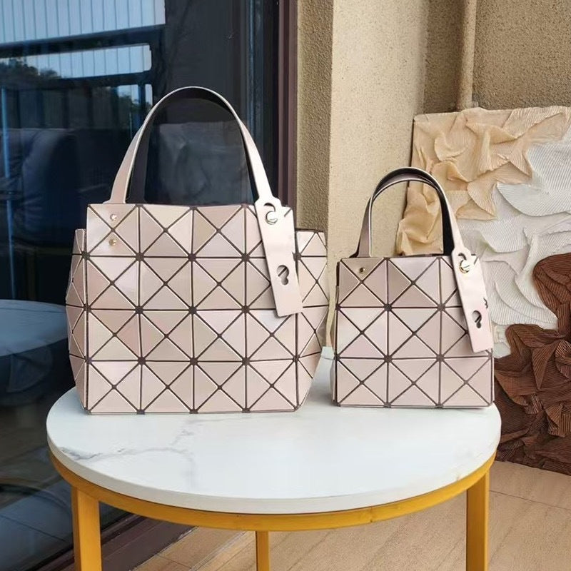 Women's March Hand Color Nail Diamond Box Geometric Rhombus Tote Bag
