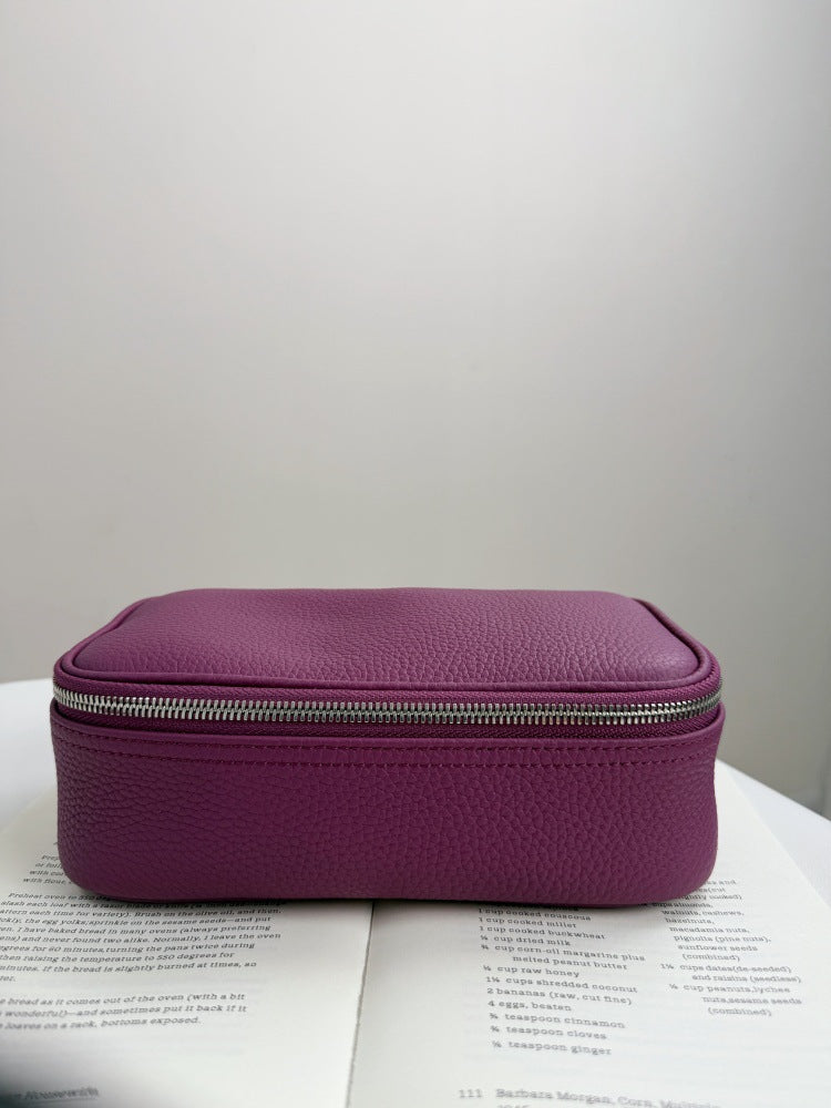 Luxury Genuine Leather Portable Clutch Storage First Layer Cowhide Makeup Bag