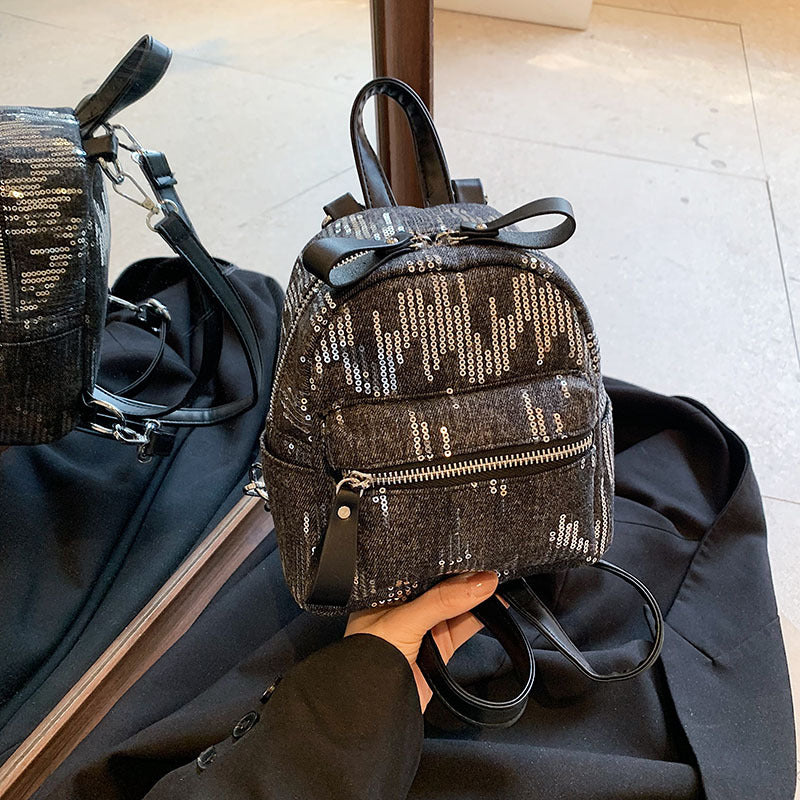 Women's Fashion High-grade Western Style Sequined Denim Backpacks