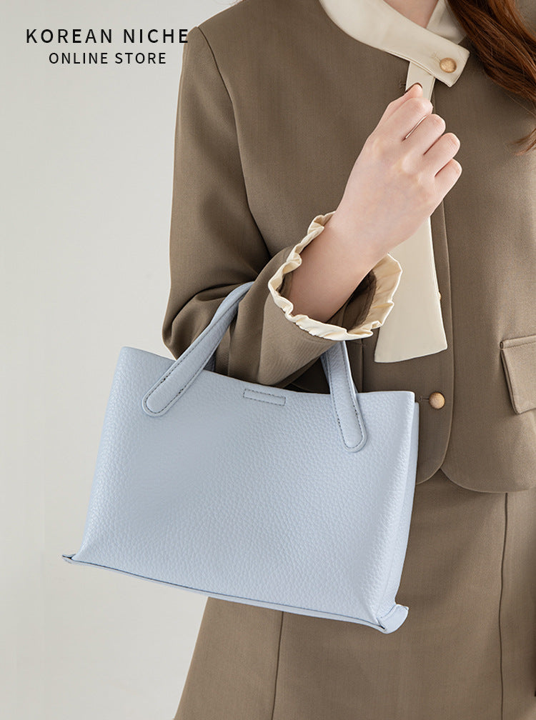 Women's Lychee Pattern Large Capacity Totes Korean Niche Design High-grade Simple Handbags