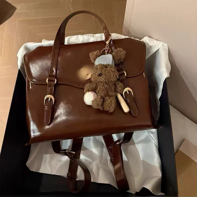 Simple Retro Portable Oil Wax Leather Versatile High Sense Handbags