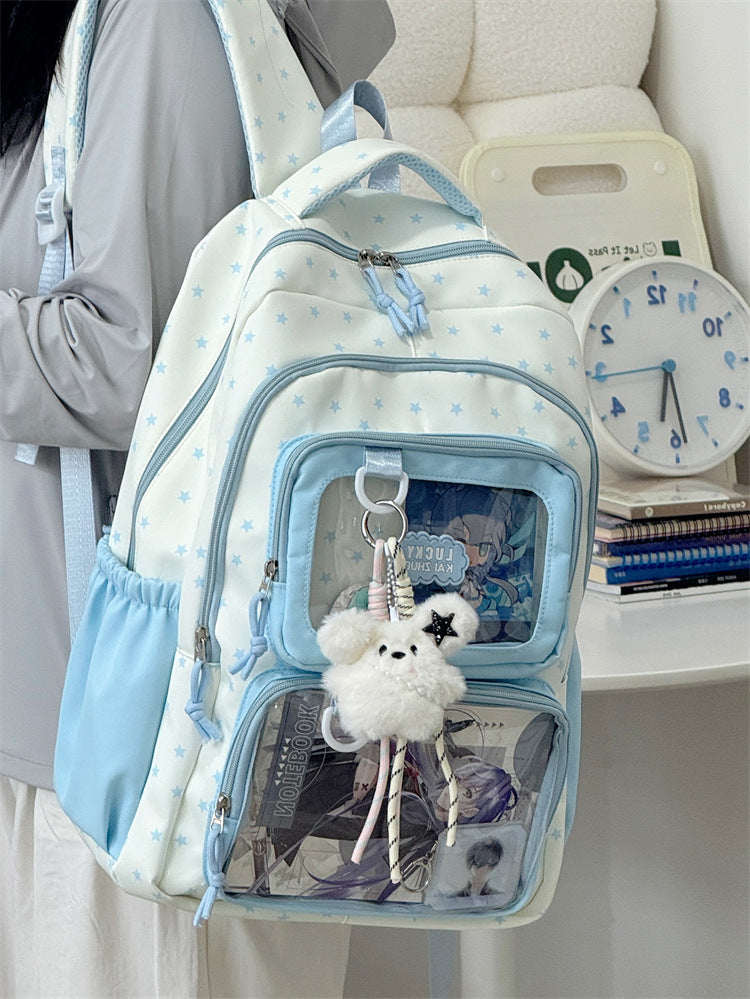 Fresh Sweet Dopamine Transparent Bar Cartoon Junior Large Leisure Backpack