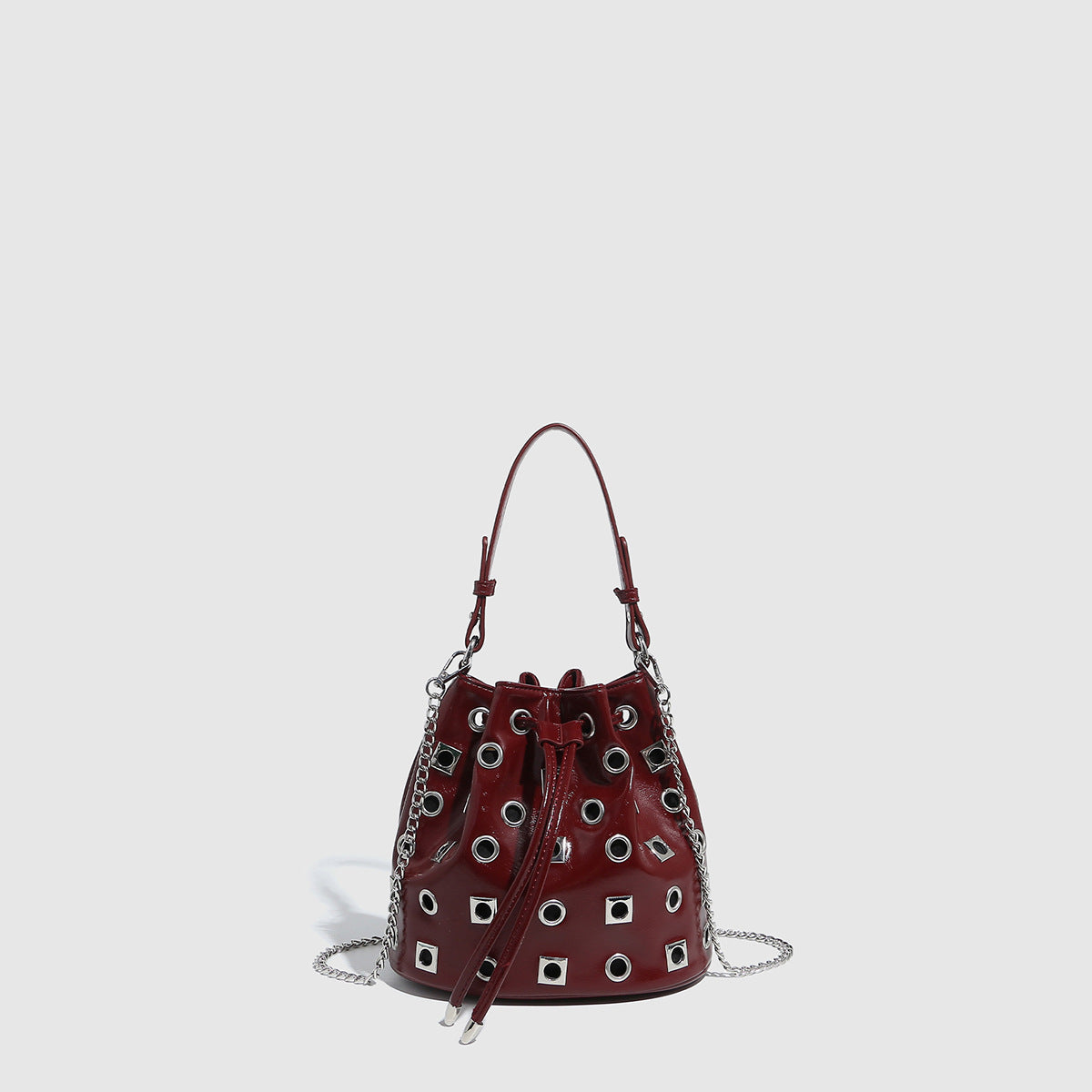 Women's Rivet Drawstring Eyelet Punk Hollow Chain Women's Handbag