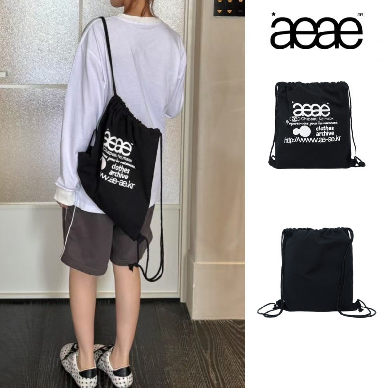 Fashion Drawstring College Female Letters Printed Leisure Backpack