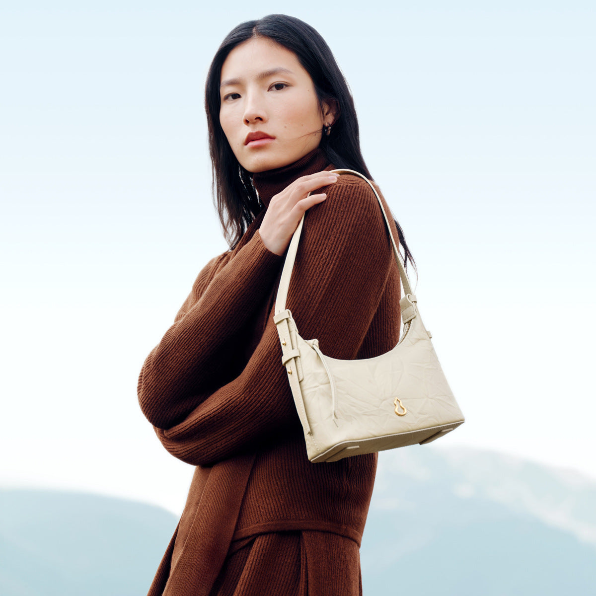 Half Slope Layer Cowhide Underarm Texture Women's Shoulder Bag