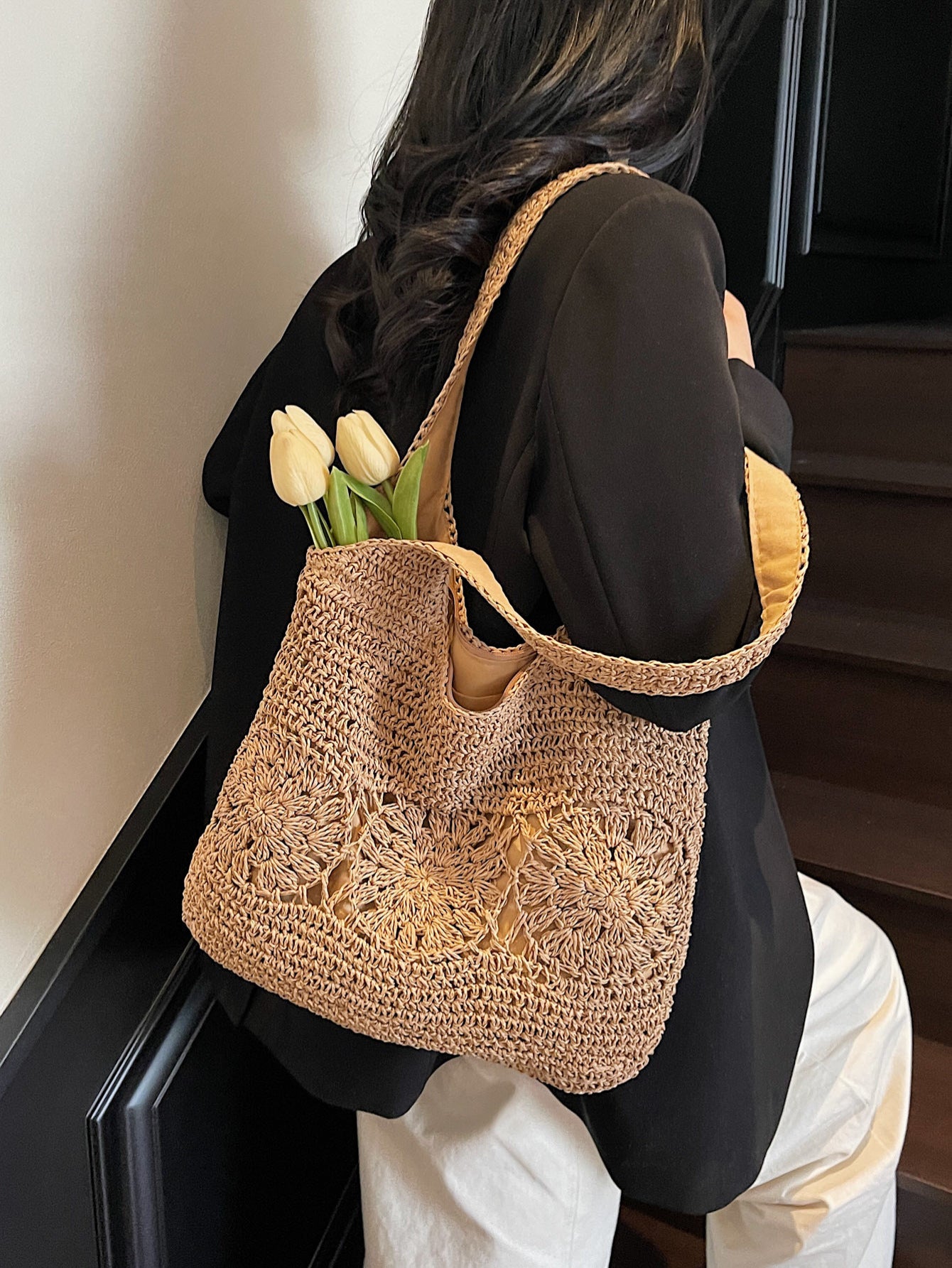 Simple Hollowed Fashion Woven Mori Leisure Handbags