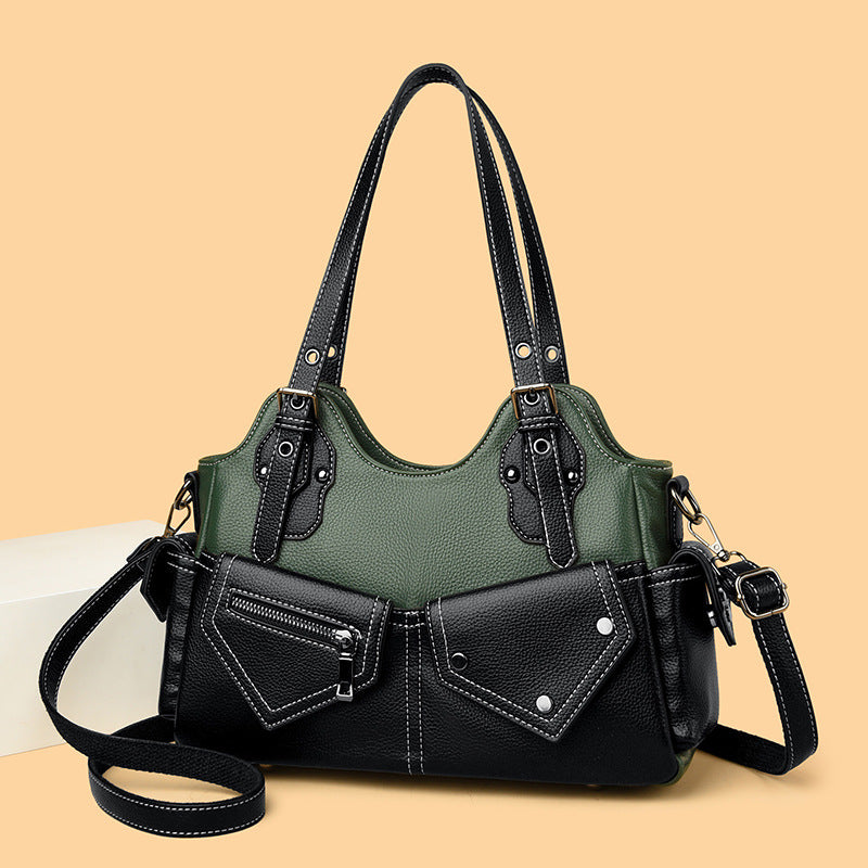 Summer Niche Design Retro Color Contrast Patchwork Women's Messenger Bag