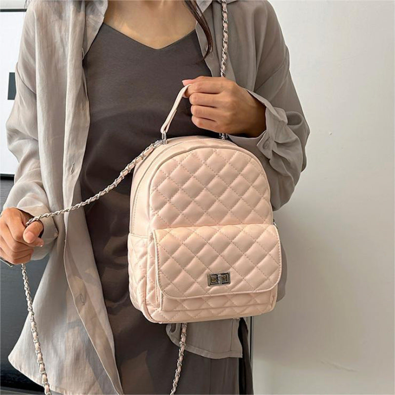 Women's Class Commuter Korean Rhombus Chain Portable Women's Backpack