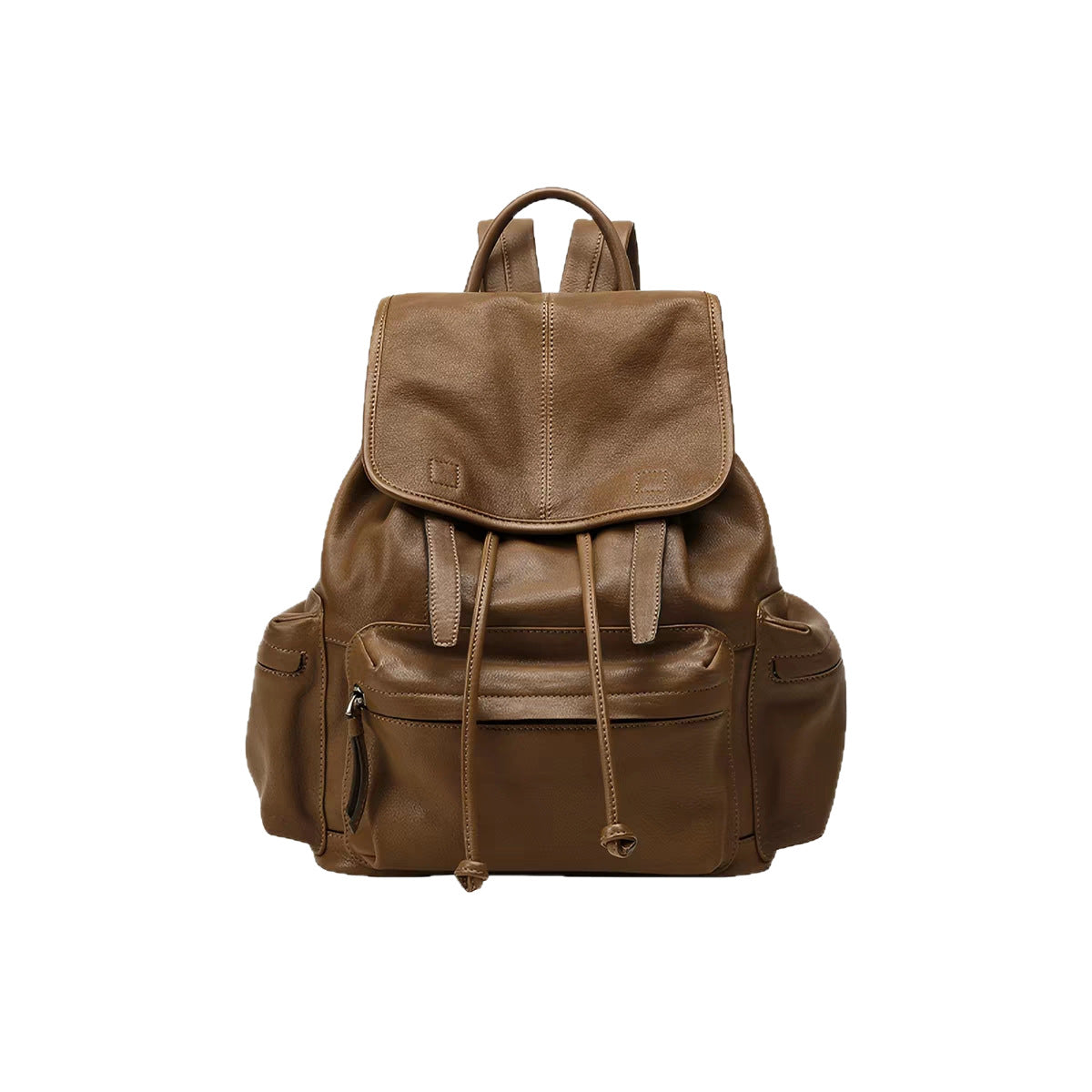 Women's & Men's Vegetable Tanned Sheepskin Lightweight Retro Genuine Leisure Backpack