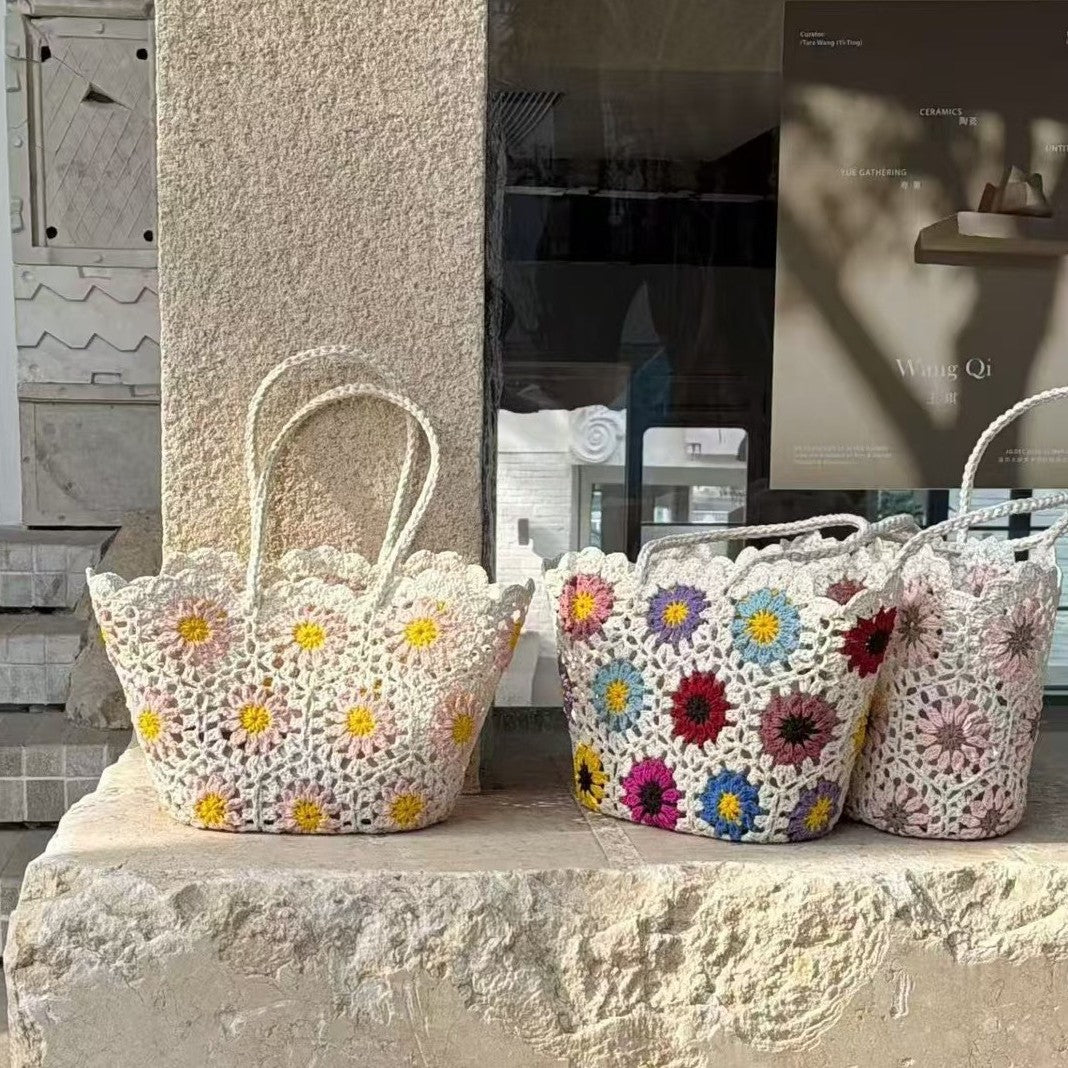 Women's Wax Rope Handmade Crocheted Woven Bale Of Cotton Knitted Women's Handbag