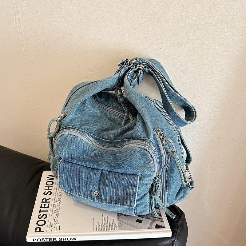 Innovative Fashion Women's Commuter Textured Denim Bucket Bags