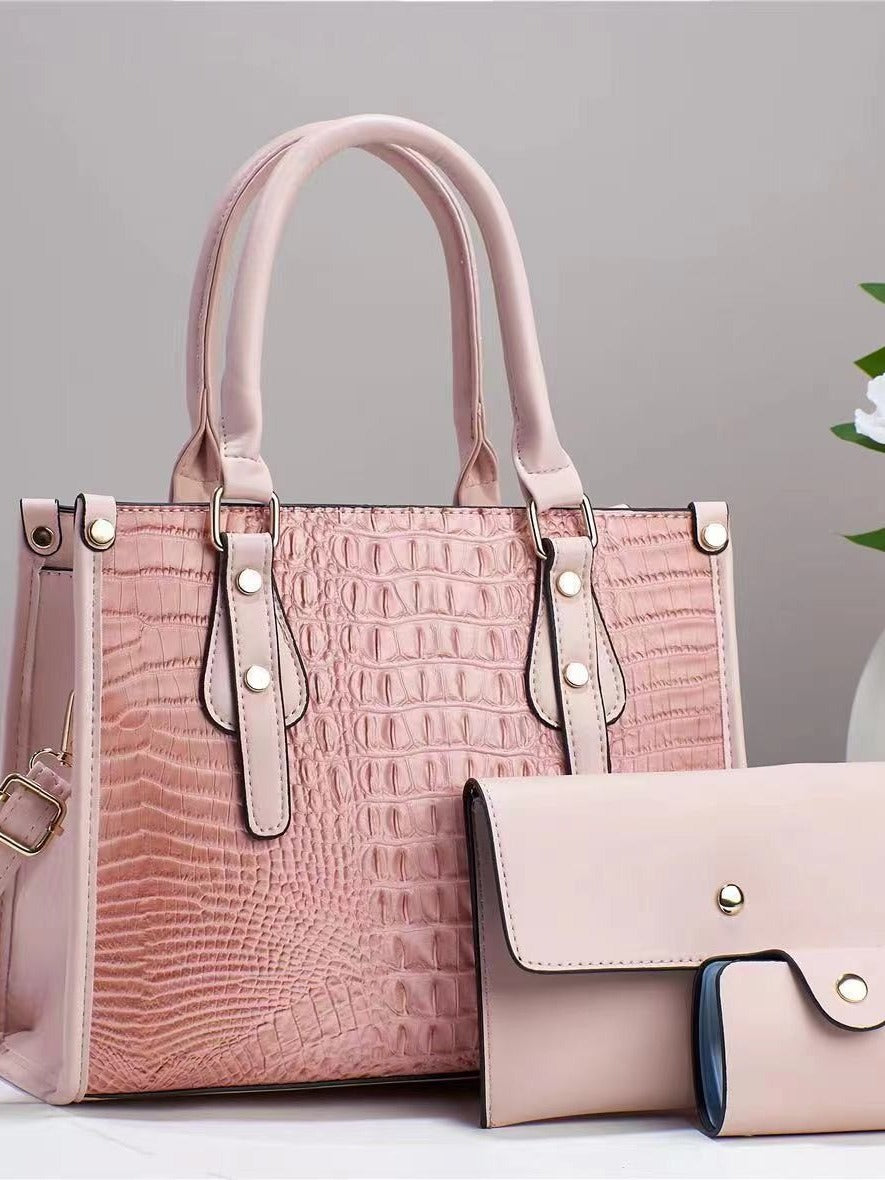 Women's Embossed Three-piece Fashion Portable Large Capacity Bags