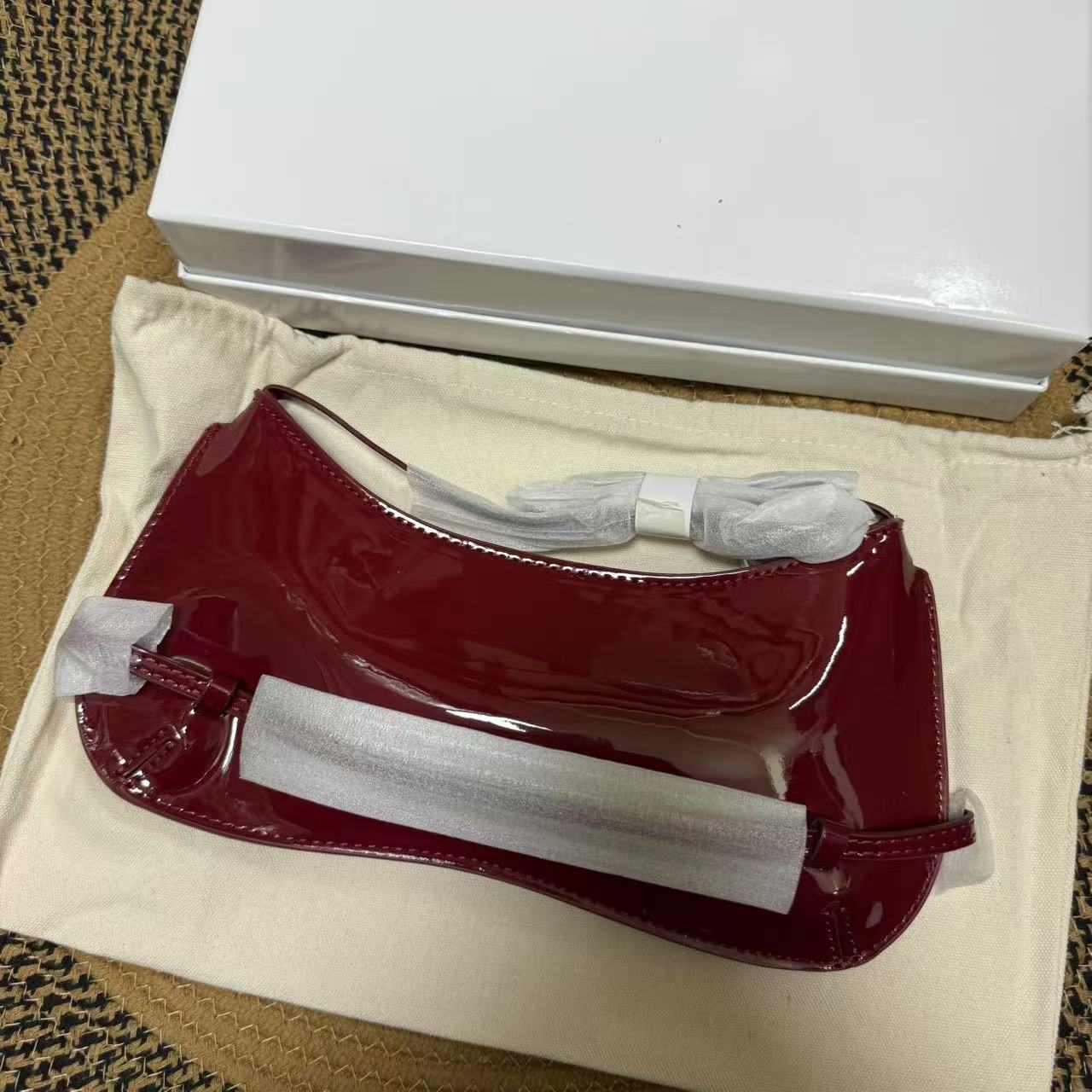 Women's Correct Letter Patent Leather Baguette Premium Underarm Bag