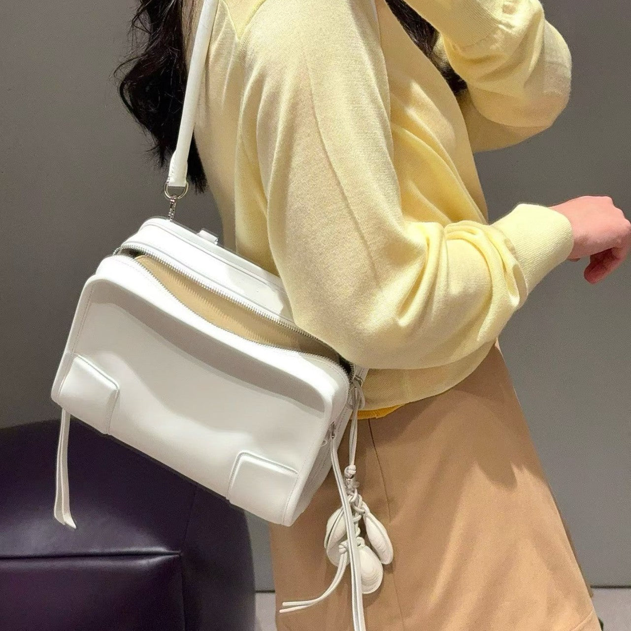 Loose Cowhide Commuter Boston Underarm Large Women's Shoulder Bag