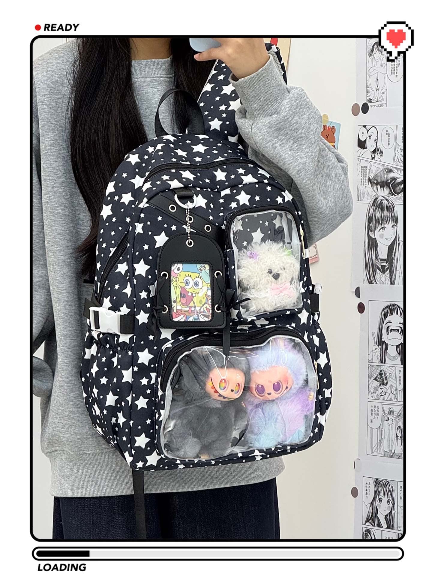 Slouchy Junior Large Capacity Cartoon Female Leisure Backpack