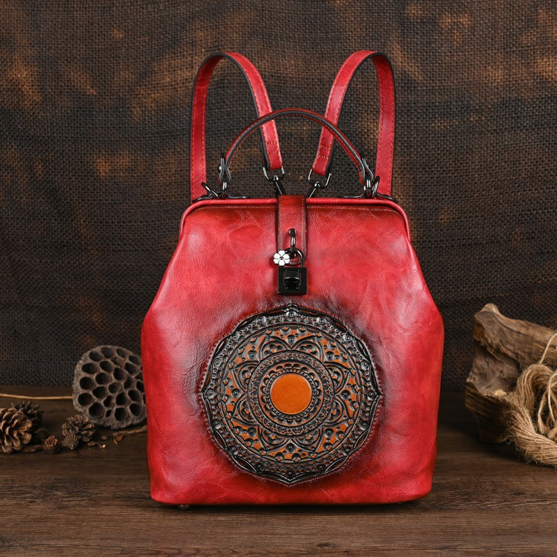 Women's Embossing Urban Simple Style Leisure Hand-rub Women's Backpack