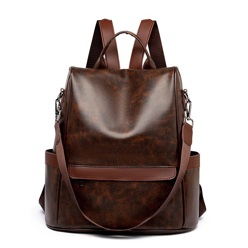 Women's Simple Retro Fashionable Soft Leather Leisure Women's Backpack