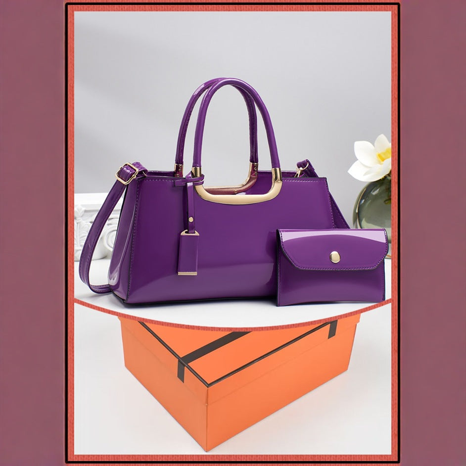 Women's Simple Fashion Patent Leather Shiny Bridal Wedding Bags