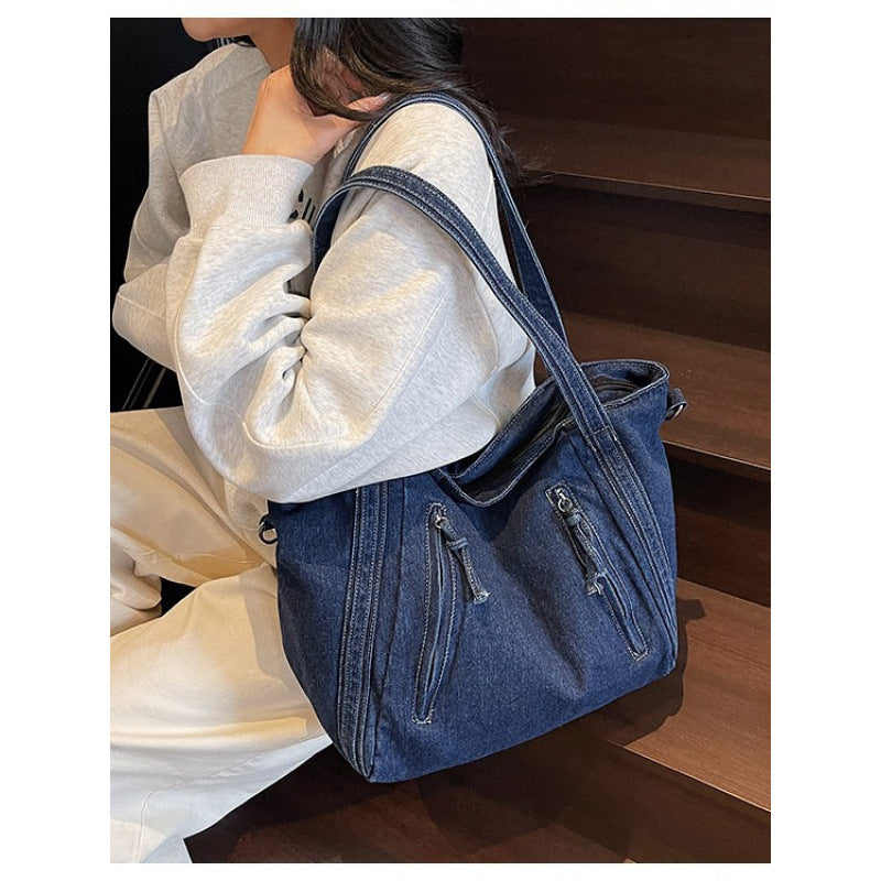 Women's Korean Style Large Capacity High Sense Idle Denim Retro Women's Shoulder Bag