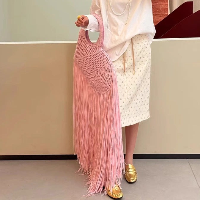 Tassel Woven Fashionable Love Heart Hand Female Personality Women's Handbag