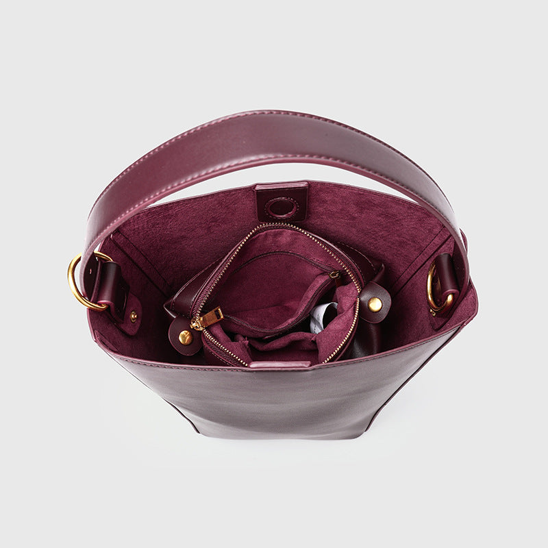 Women's Large Capacity Simple Retro Popular Bucket Bag