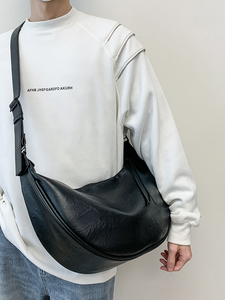 Soft Trendy Retro Wandering Dumpling Male Motorcycle Men's Messenger Bag